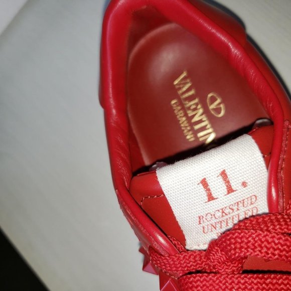 Valentino Garavani 11. Women Rockstud Studded Leather Sneakers Shoes Red - Picture 11 of 12